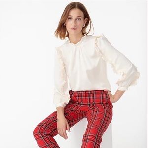 J.Crew Ruffle-sleeve top in satin crepe